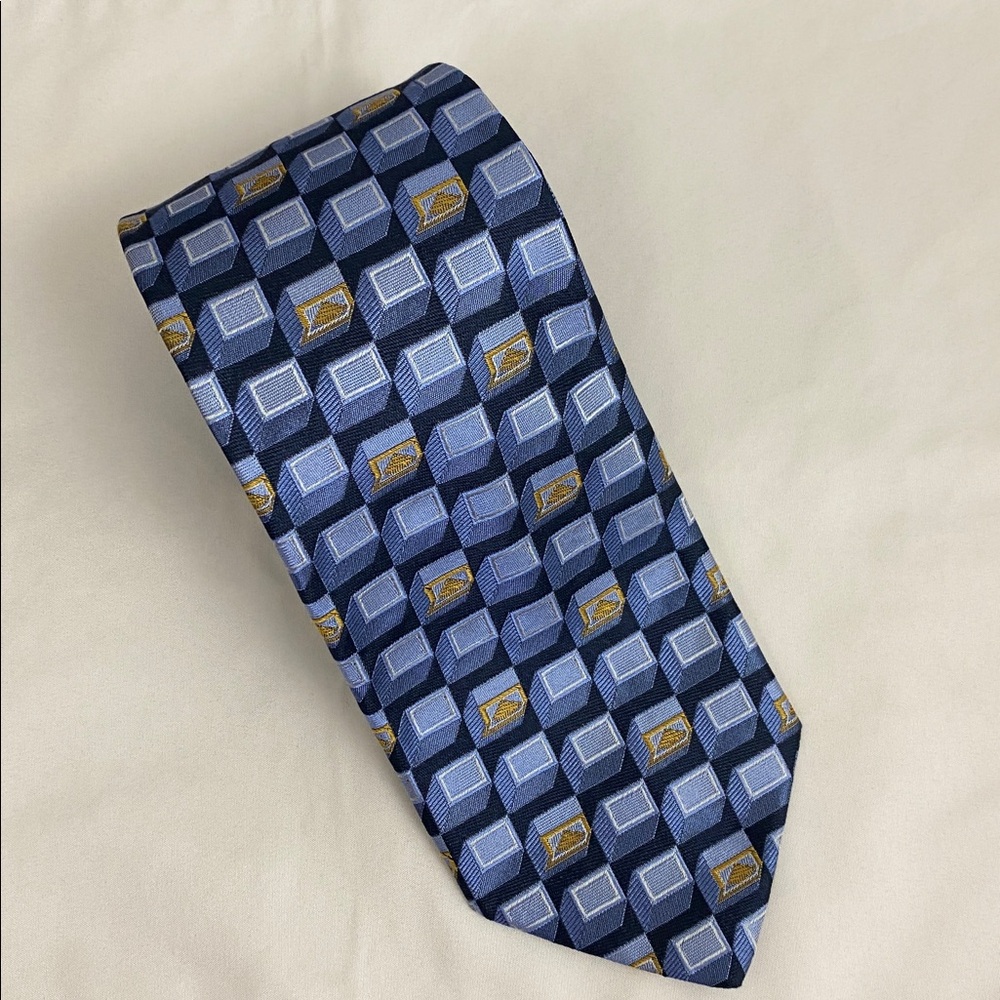 Ermenegildo Zegna 100% silk tie Blue and Gold